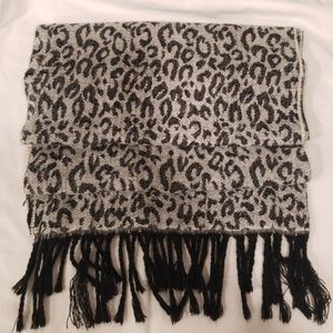 Women's Black & Gray Leopard Scarf 64" Gently Used